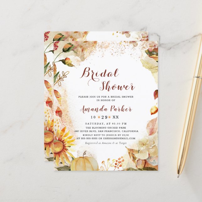 Budget Autumn Pumpkin Sunflower Bridal Shower  (Front/Back In Situ)