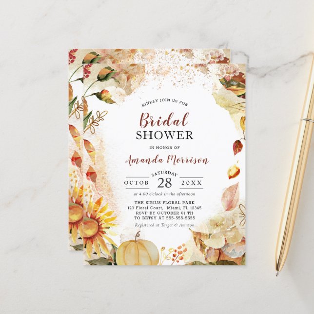 Budget Autumn Wedding Sunflower Bridal Shower (Front/Back In Situ)