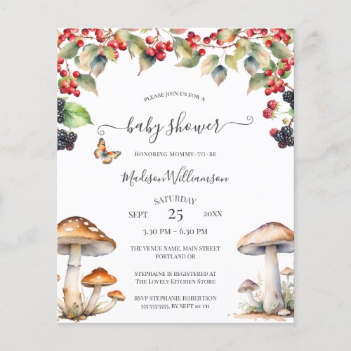 Budget  Autumn  Woodland Mushroom Baby Shower 