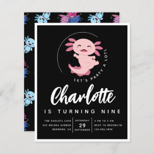 Budget Axolotl Birthday Party Invitation