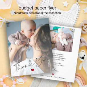 Budget baby 2 photos script thank you card flyer