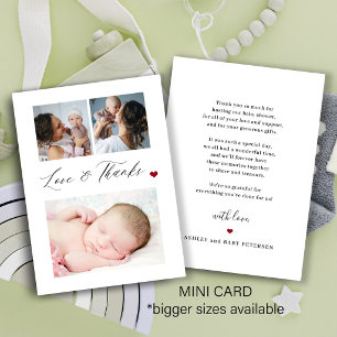 Budget baby 3 photo collage elegant thank you note card