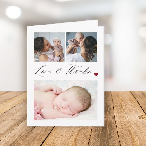 Budget baby 3 photo collage elegant thank you note note card