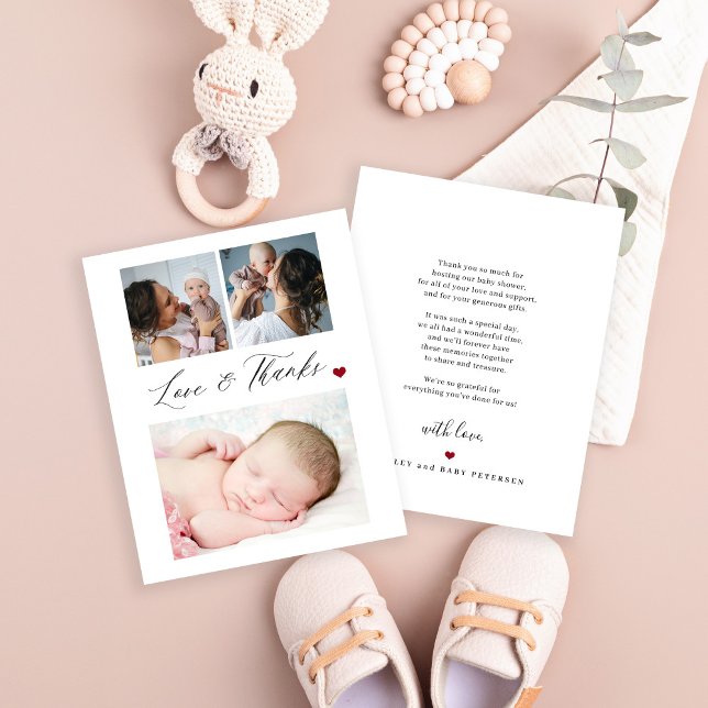 Budget baby 3 photo collage thank you card (Creator Uploaded)