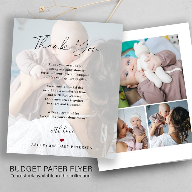 Budget baby 4 photos script thank you card flyer (Creator Uploaded)