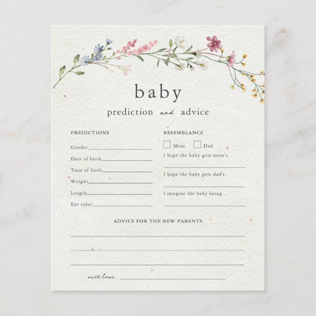 Budget Baby Advice and Predictions Baby Shower (Front)