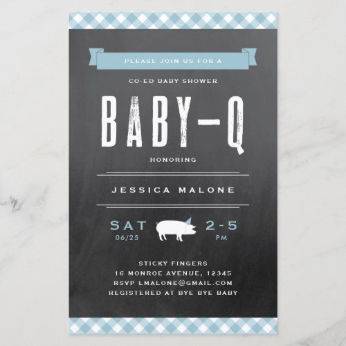 Budget Baby BBQ Blue Co_ed Baby Shower Invitation