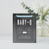 Budget Baby BBQ Blue Co-ed Baby Shower Invitation (Standing Front)