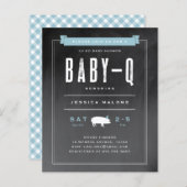 Budget Baby BBQ Blue Co-ed Baby Shower Invitation (Front/Back)