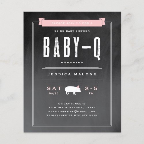 Budget Baby BBQ Pink Co_ed Baby Shower Invitation
