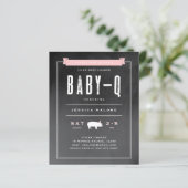 Budget Baby BBQ Pink Co-ed Baby Shower Invitation (Standing Front)