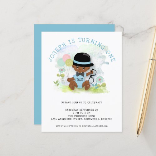 Budget Baby Boy First Birthday Party Invitation