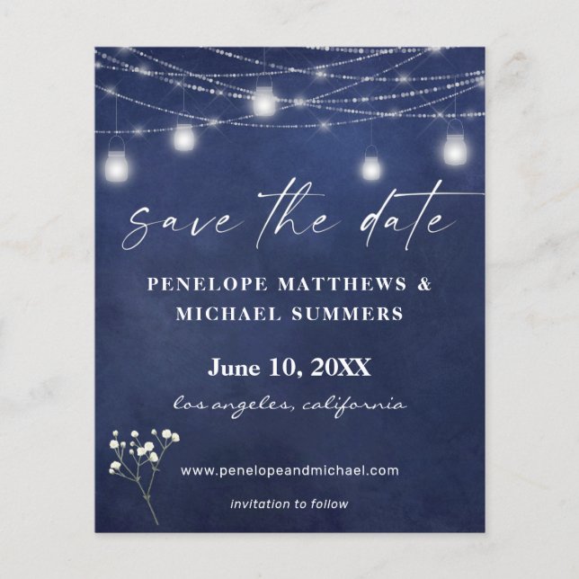 Budget Baby' Breath B Chalkboard Photo Save Date Flyer (Front)