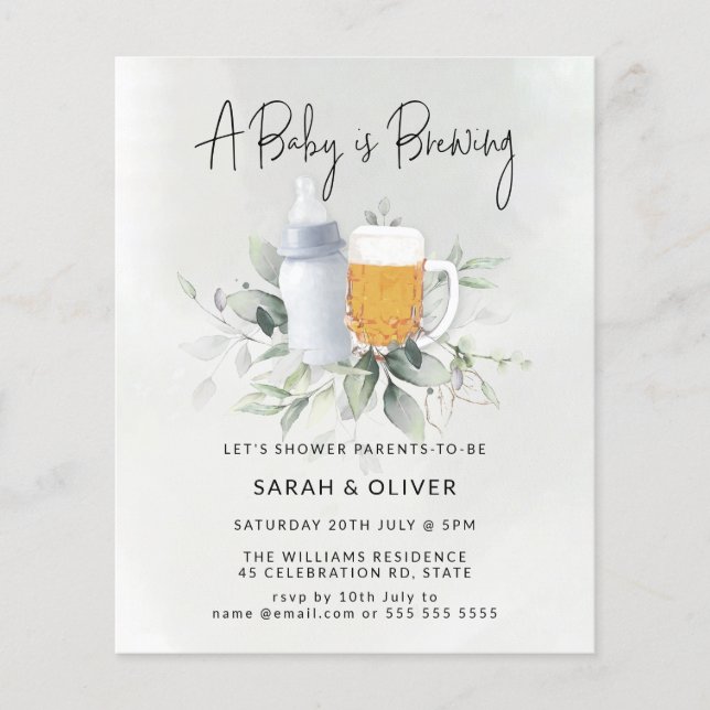 Budget Baby Brewing Greenery Boy Baby Shower (Front)