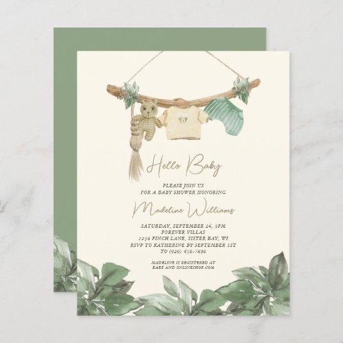 BUDGET Baby Clothes Boy Hello Baby Shower Invite