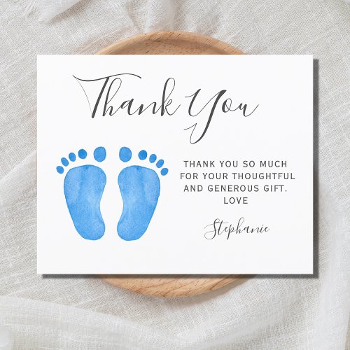 Budget Baby Feet Blue Baby Shower Thank You Card