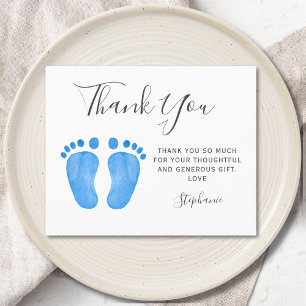Budget Baby Feet Blue Baby Shower Thank You Card