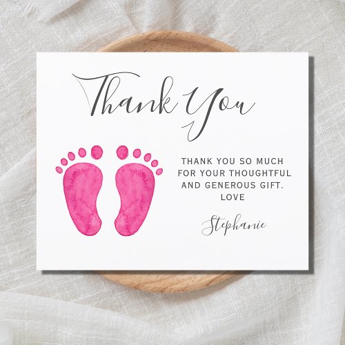 Budget Baby Feet Pink Baby Shower Thank You Card