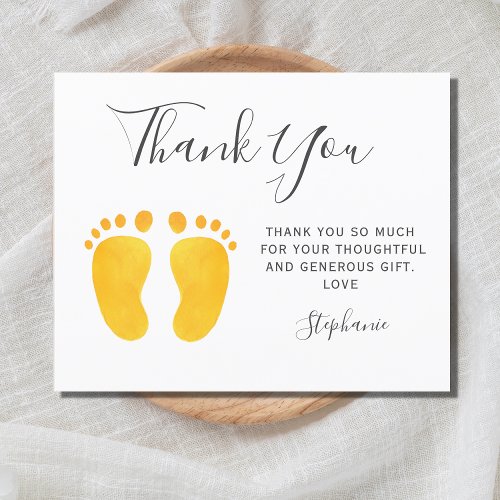 Budget Baby Feet Yellow Baby Shower Thank You Card