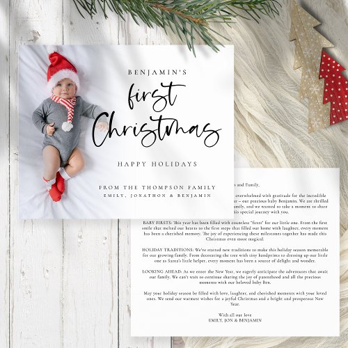 Budget Baby First Christmas Newsletter Photo Card