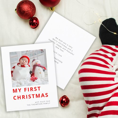 Budget Baby First Christmas Photo Holiday Card
