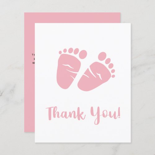 Budget Baby Girl Feet Pink Shower Thank You Card