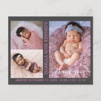 Budget Baby Girl Photo Collage Birth Announcement 
