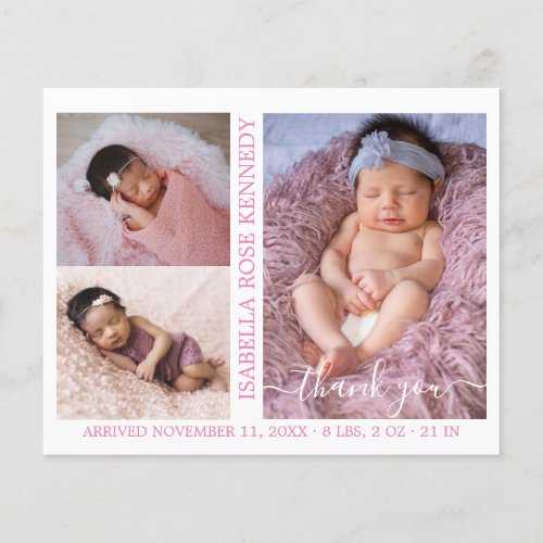 Budget Baby Girl Photo Collage Birth Announcement 