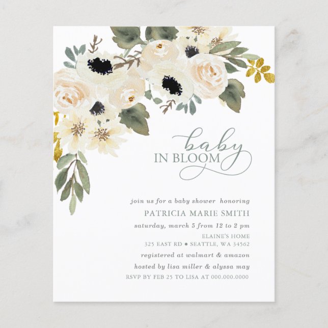  Budget Baby in Bloom Baby Shower Invitation (Front)