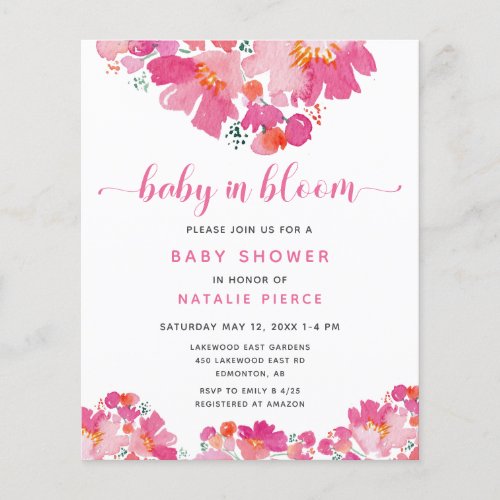 Budget Baby in Bloom Baby Shower Pink Floral