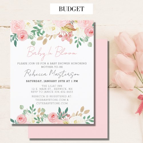 Budget Baby In Bloom Blush Pink Floral Baby Shower
