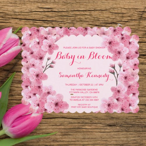 Budget Baby in Bloom Blush Pink Floral Baby Shower Flyer
