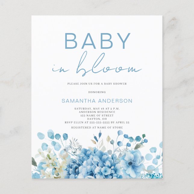 Budget Baby In Bloom Boy Baby Shower Invitation (Front)
