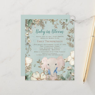 Budget Baby In Bloom Elephant Baby Shower Invite