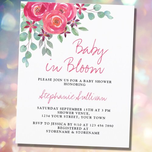 Budget Baby in Bloom Floral Baby Shower Invitation