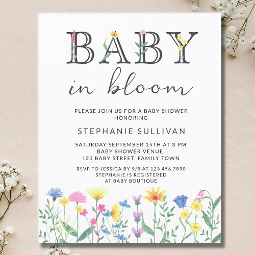 Budget Baby in Bloom Floral Baby Shower Invite 