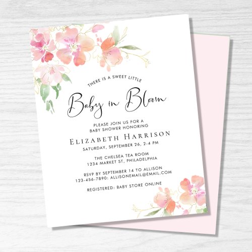 Budget Baby in Bloom Floral Shower Invitation