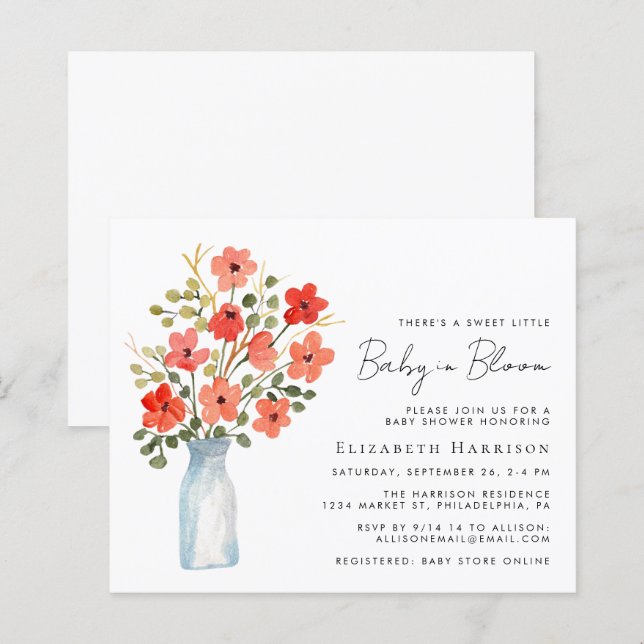 Budget Baby in Bloom Floral Shower Invitation (Front/Back)