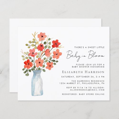 Budget Baby in Bloom Floral Shower Invitation