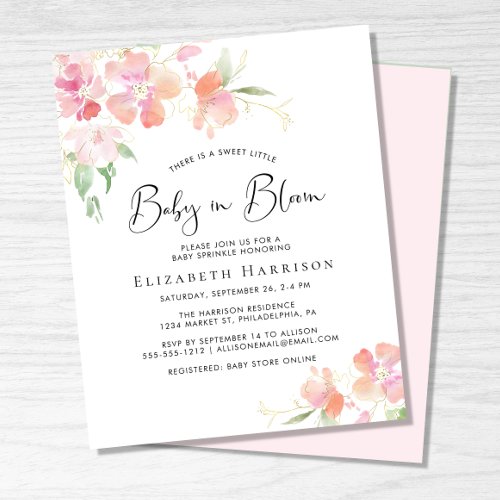 Budget Baby in Bloom Floral Sprinkle Invitation