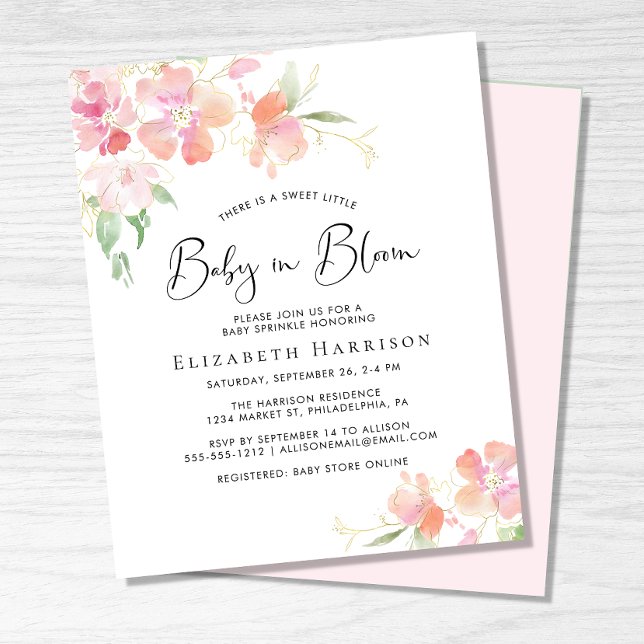 Budget Baby in Bloom Floral Sprinkle Invitation (Creator Uploaded)