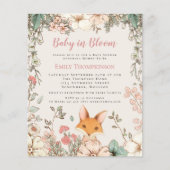 Budget Baby In Bloom Fox Girl Baby Shower Invite (Front)