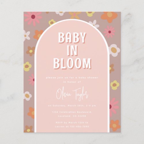 Budget Baby in Bloom Girl Baby Shower Invitation