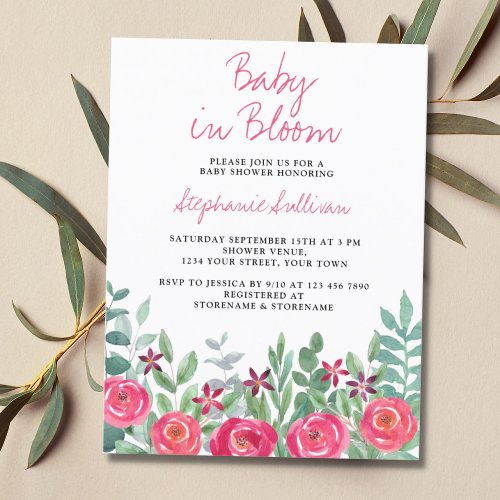 Budget Baby in Bloom Girls Baby Shower Invitation