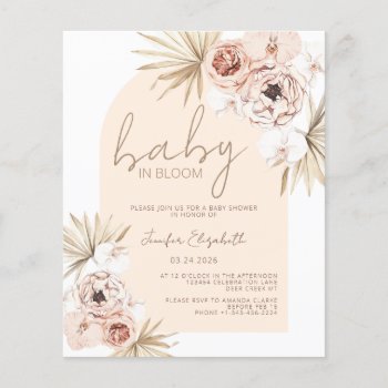 Budget Baby In Bloom Pampas Grass Boho Baby Shower by antiquechandelier at Zazzle
