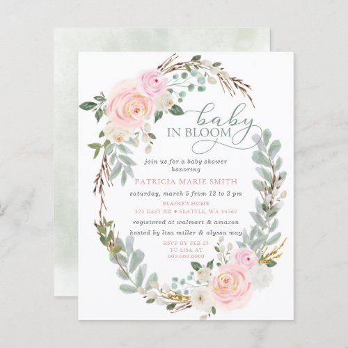 Budget Baby in Bloom Pink Floral Girl Baby Shower