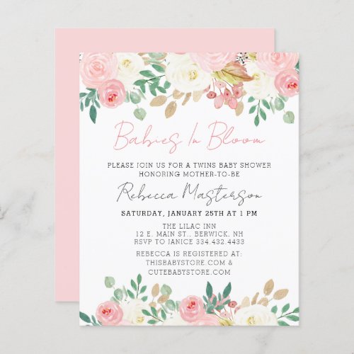Budget Baby In Bloom Pink Floral Twins Baby Shower