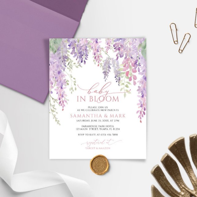 Budget Baby in Bloom Wisteria Shower Invitation (Creator Uploaded)