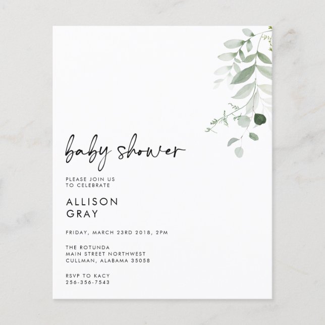 BUDGET Baby Invitation Flyer (Front)