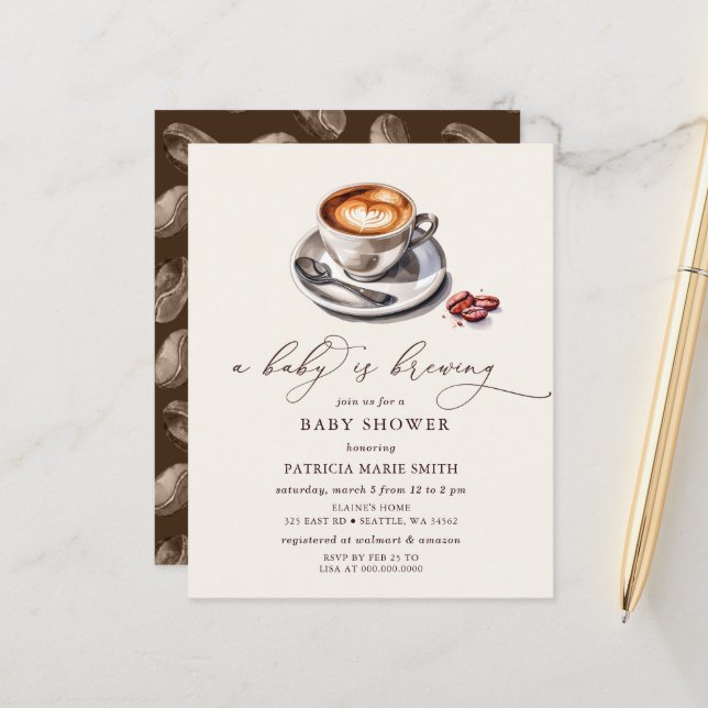 Budget Baby is Brewing Gender Neutral Baby Shower (Front/Back In Situ)